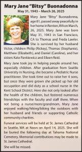 Mary Jane "Bitsy" Buonadonna | Obituary