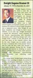 Dwight Eugene Kramer III | Obituary