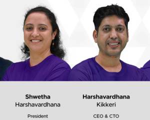 Photos of Harshavardhana Kikkeri and Shwetha Panyam from the HoloWorld website.