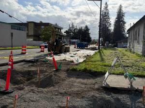 Construction is currently under way on bike lanes on S. 7th Street. Photo by Drew Dotson/The Reporter