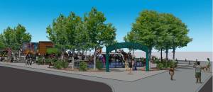 The rendering shows the completed World Cup Legacy Square. Photo provided by the city of Renton