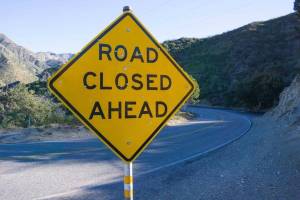 A photo of a road closed ahead sign. (Black press file photo)
