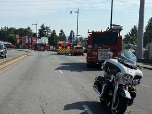 Photo provided by Renton Police Department
Police closed of Rainier Avenue S. as fire units contained the fire.