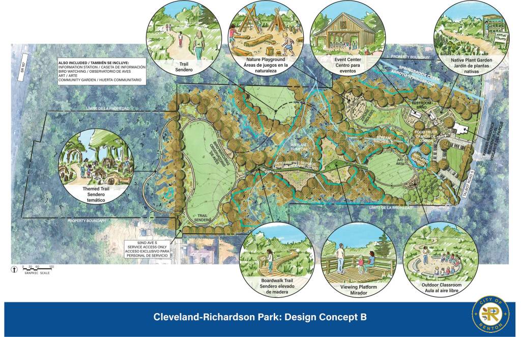 The nature park design leans into the natural resources already on the land. Photo provided by the city of Renton