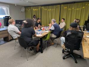 Di Zhang was the guest speaker at the July 29 Renton Reporter Read All About It community chat night at Rosie Rourke Team, where Zhang talked about his work as a librarian at Renton Technical College and his modules and programs on media literacy. Photo by Bailey Jo Josie/Sound Publishing