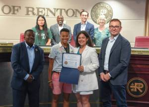 Councilmember Carmen Rivera was recognized for earning a Certificate of Municipal Leadership at the Renton City Council meeting. 
Photo provided by the city of Renton.