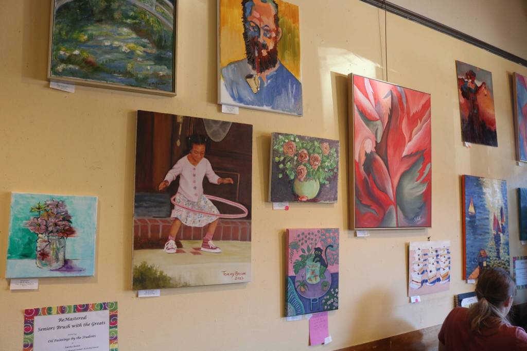 Work from local senior artists will be part of the Liberty Cafe gallery wall until Labor Day. Photos by Bailey Jo Josie/Sound Publishing
