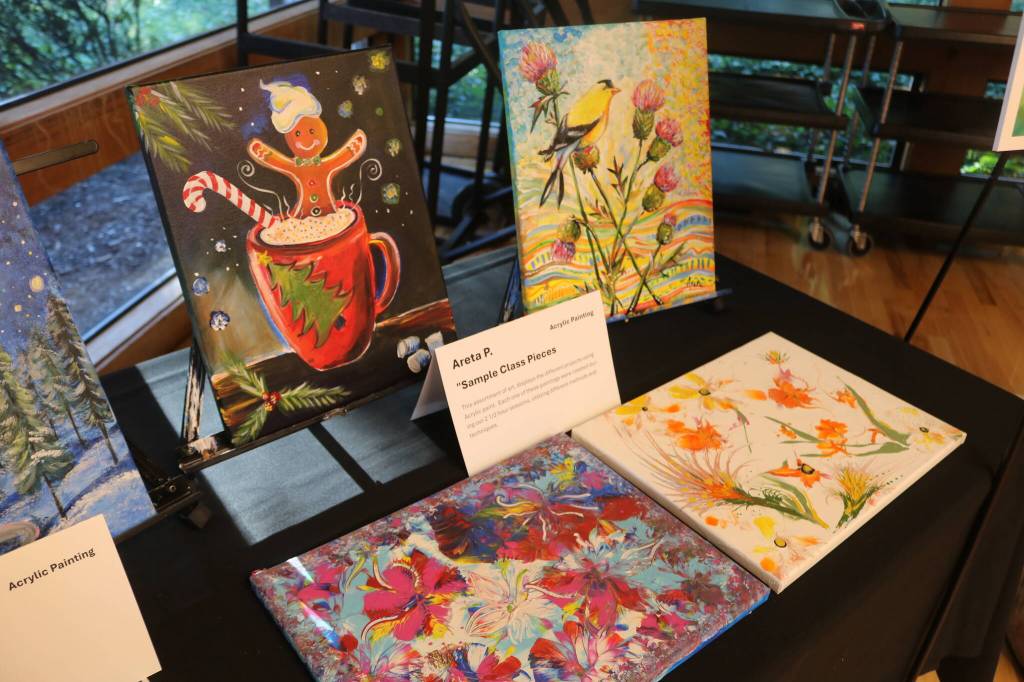 Acrylic paintings by Areta P. Photo by Bailey Jo Josie/Sound Publishing