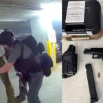 A photo of Malik Marquez Sanchez being arrested and the items found in his possession. Courtesy of the Renton Police Department.