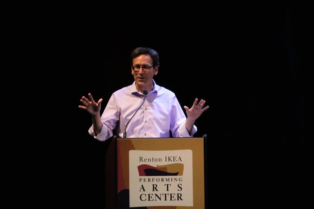 On Sept. 19, Gov. Bob Ferguson made a stop at Renton High School to discuss financial aid for college. Photo by Bailey Jo Josie/Sound Publishing