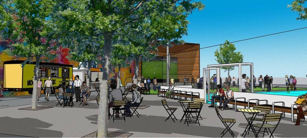 The stage will be the main component of Legacy Square Phase 2 and will be used for showing the World Cup matches next summer. Photo provided by the city of Renton