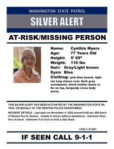 Cynthia Myers missing person alert poster. Courtesy photo.