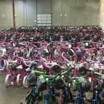 Rows of bike will soon be given to kids in need. Photo courtesy of Greg Bakke.