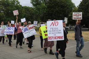 Two hours before the June 25 Renton School Board meeting, a protest took place outside the IKEA Performing Arts Center at Renton High School, where people with For A Better Renton held up signs, chanted and took signatures for their new petition, which calls to stop the expansion of Renton High School. File photo