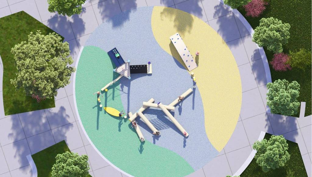 A conceptual rendering of the playground to be built at Legacy Square. Courtesy image