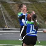 Alison Frank celebrates a touchdown in the WIAA state semifinals. Ben Ray / The Reporter