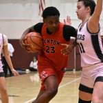 Precious Miles drives to the basket for the Redhawks against Port Angeles. Ben Ray / The Reporter