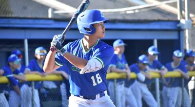 Caleb Chin at the plate for Liberty. Ben Ray / The Reporter