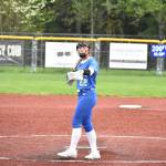 Avery Huh points to her catcher after a strikeout. Ben Ray / The Reporter