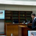 Aaron Myers defense attorney, Mark Middaugh, showing the BB gun Rohani had on him. Photo by Joshua Solorzano/Sound Publishing