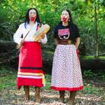 Lauren Nabahe (Paute-Shoshone, Diné and Mono) of Seattle and Maya Rodriguez-Peltier (Turtle Mountain Ojibew and Nakota of White Bear First Nation) of Kirkland perform a song on Missing and Murdered Indigenous People Awareness Day on May 5, 2026. Photo by Bailey Jo Josie/Sound Publishing.