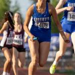 Liberty relay in action at the state meet. Photo provided by Maria Dorsten.