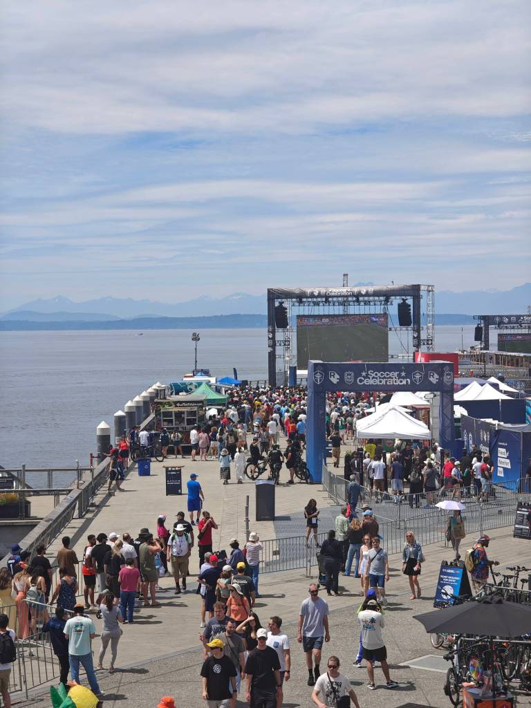 A view of the watch party on Pier 62. Ben Ray / The Reporter