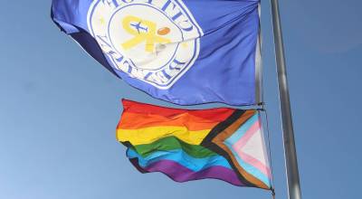 The Pride Flag flies above Renton City Hall in June. Bailey Jo Josie / Renton Reporter